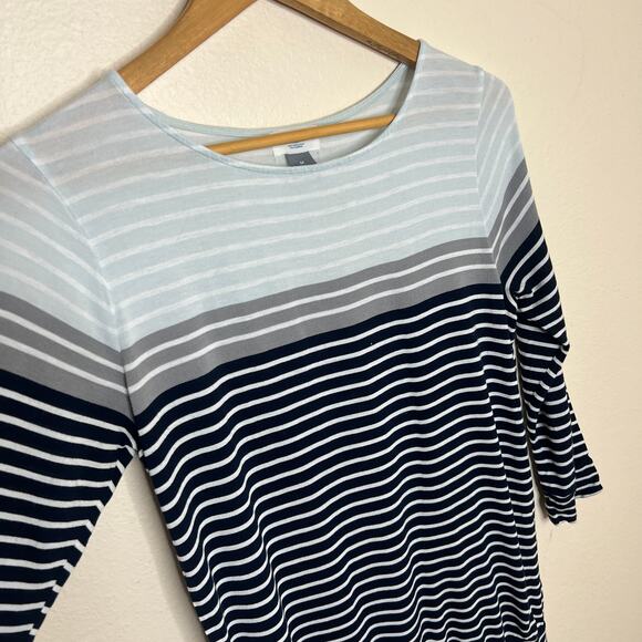 Old Navy Gray Black Stripe Boatneck Tee Medium - Picture 3 of 7